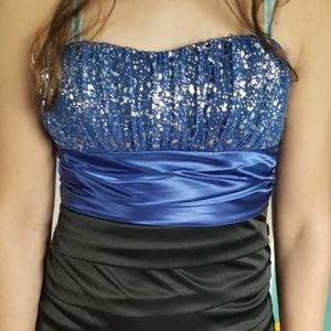 Nwt formal dress. Blue with silver sparkle and bla